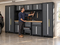Garage Storage Cabinet Set Built to Organize, 9-Piece Steel System, Workbench Included, 150 lb Shelf Capacity — product view 2