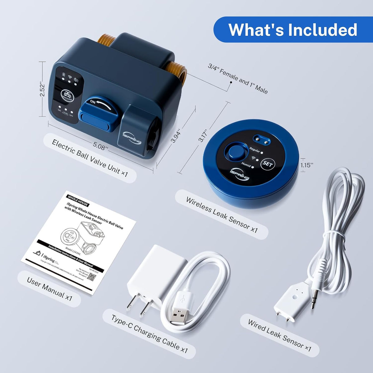 LS43WL Smart Leak Detector - Auto Water Shut-Off