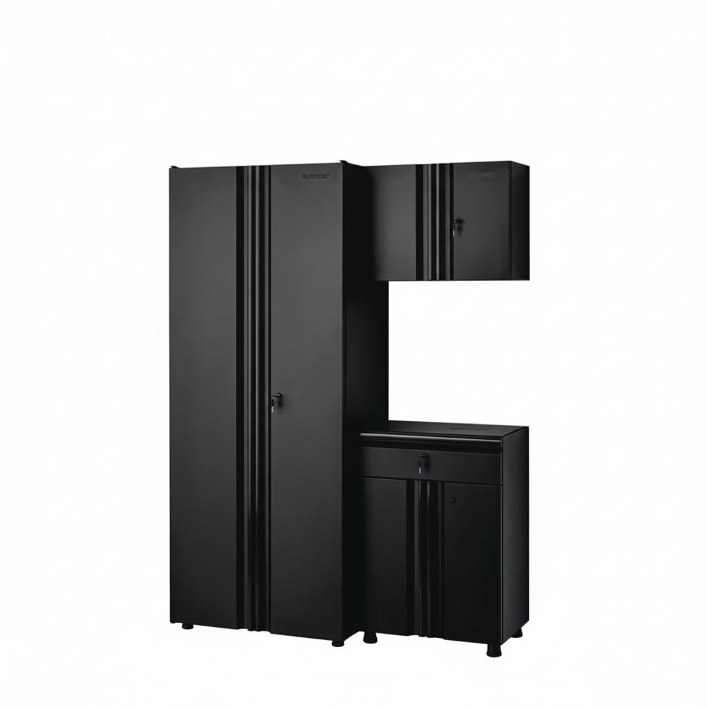Regular Duty Welded 54.5 In. W X 75 In. H X 19.6 In. D 21-Gauge Steel 3-Piece Garage Storage System in Black