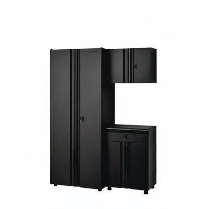 Regular Duty Welded 54.5 In. W X 75 In. H X 19.6 In. D 21-Gauge Steel 3-Piece Garage Storage System in Black