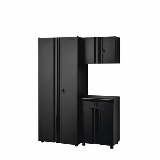 Regular Duty Welded 54.5 In. W X 75 In. H X 19.6 In. D 21-Gauge Steel 3-Piece Garage Storage System in Black