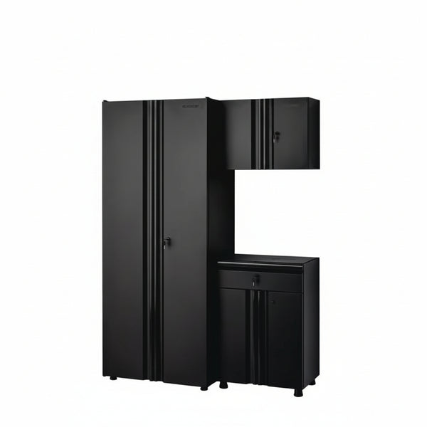 Regular Duty Welded 54.5 In. W X 75 In. H X 19.6 In. D 21-Gauge Steel 3-Piece Garage Storage System in Black
